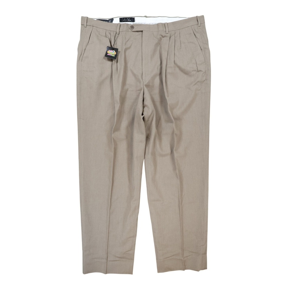 Context Pleated Dress Pants Mens 44 Brown Excellent 100% Wool Made in Canada